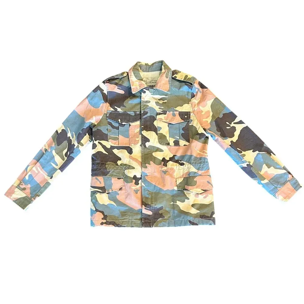 Zadig & Voltaire Kayak Camo Military Jacket Pastel Cotton Canvas Size Small - Picture 10 of 12